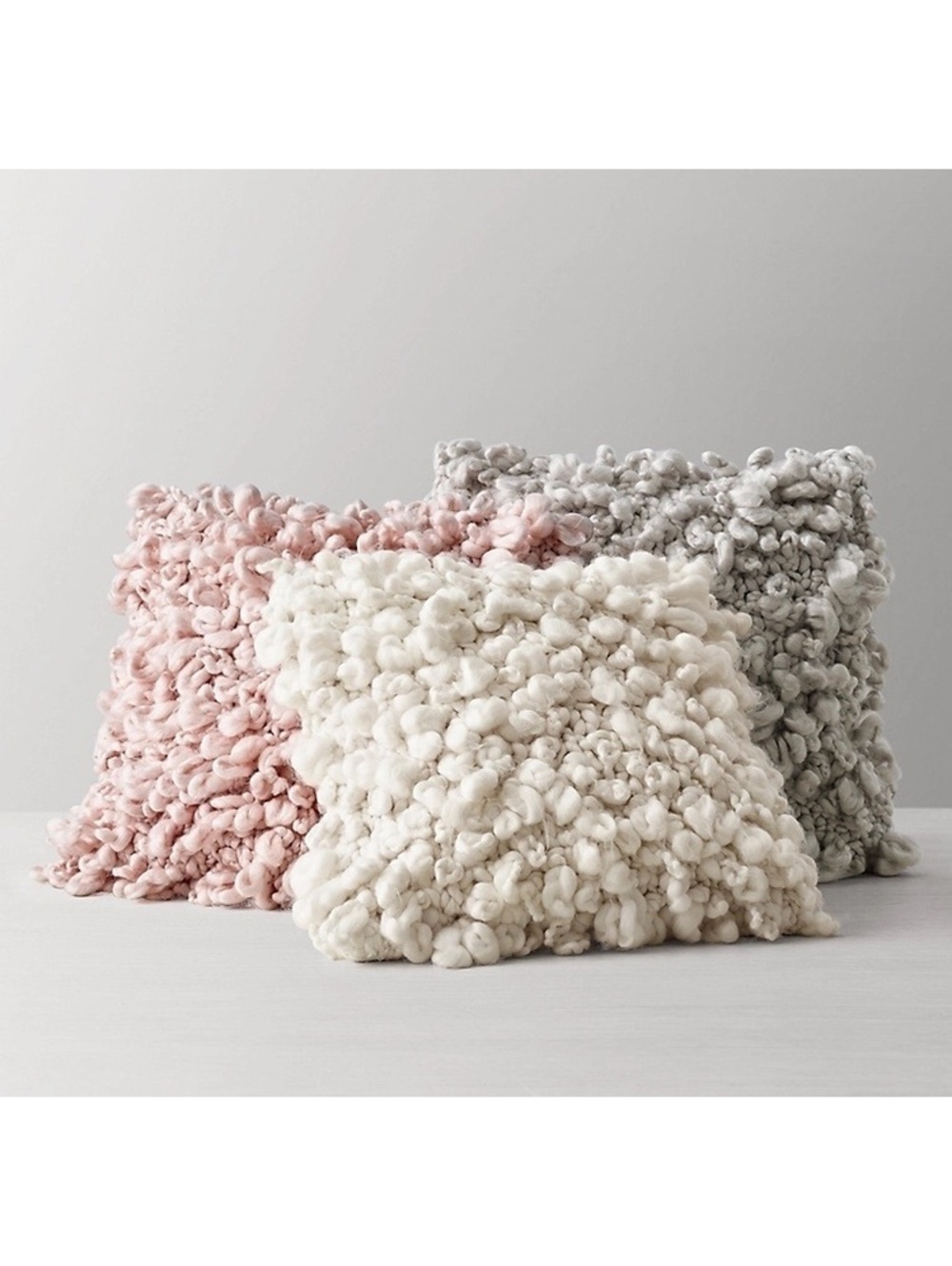 RH Chunky Hand-Knit Looped Pillow Cover - Ivory